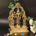 ARTVARKO Brass Lord Vishnu with Sridevi and Bhudevi Parivar Darbar Swami Satyanarayan Idol for Puja Gift Living Room Decoration Home Décor Height 10 Inch