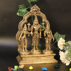 ARTVARKO Brass Lord Vishnu with Sridevi and Bhudevi Parivar Darbar Swami Satyanarayan Idol for Puja Gift Living Room Decoration Home Décor Height 10 Inch