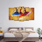 VIBECRAFTS Dancing Women Warli Art 5 Pieces Premium Wall Painting For Home|Office|Living Room|Gift (PTVC5Pcs2_6501)