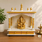 Kamdhenu Art and Craft Wood Religious Home Temple, Gold, 18 x 9 x 21 inch