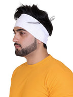Gajraj Wide, Moisture Wicking and Non-Slip Exercise Workout Cotton Headband for Men and Women (Pack of 2) (Black-White)