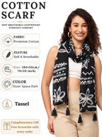 KE KANHA EXPORTS|Cotton Scarf For Women|Beach Printed Tassel Scarf|Multicolor|70x20 Inch