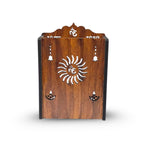 TRAVELLING SANKIRTAN PARTY Handcrafted Small Wooden Temple for Home Puja | Compact Mandir with Om Symbol & Intricate Carvings