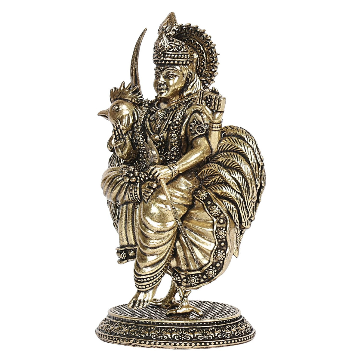 ARTVARKO Brass Goddess Bahuchara MATA Bahucharji Statue for Home Decor Puja Mandir Temple 4.5 Inch
