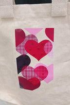RAL Heavy Duty 400 GSM Cotton Canvas Tote Bag for Women | Printed Shoulder Bag for Office, College & Grocery | Reusable Eco-Friendly Shopping Tote (38 x 9 x 32 cm) (Heart Print)