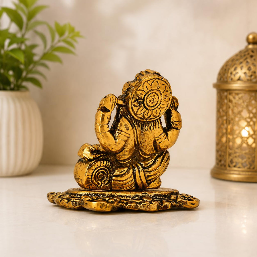 KridayKraft Ganesha ji Reading Book Statue,Ganpati Murti Idol for Pooja & Home,Office Décor Ganesh Idol for Car Dashboard Religious Showpiece for Decoration & Gifting Article...