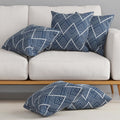 HUESLAND Premium Cotton Cushion Cover 16 inch x 16 inch | Decorative Square Throw Pillow Covers Set for Sofa, Living Room & Bedroom | Set of 5 | Navy Wave