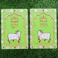 Kavya Fashion Cow MDF Pooja Decoration Lotus Cow MDF Wooden Cutout|DIY Rangoli Kit|Decoration for Diwali|for Rangoli, Pooja, Decorations, Festival Gift, Wedding Decorations.Designer (2, Parrot Green)