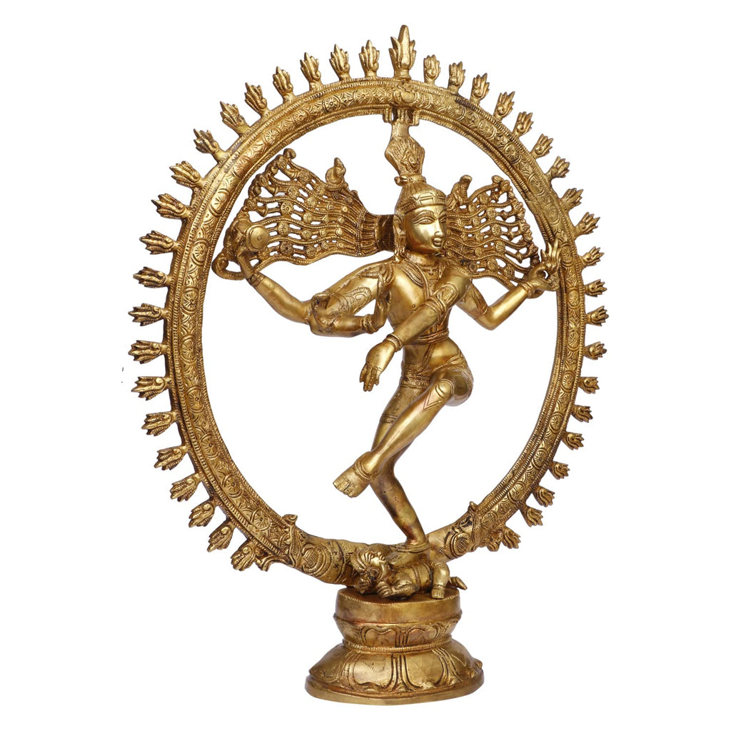 ARTVARKO Brass Natraja Big Statue Idol of Lord Shiva Ji Dancing Natraj Murti for Temple Mandir Home Décor 19 Inches