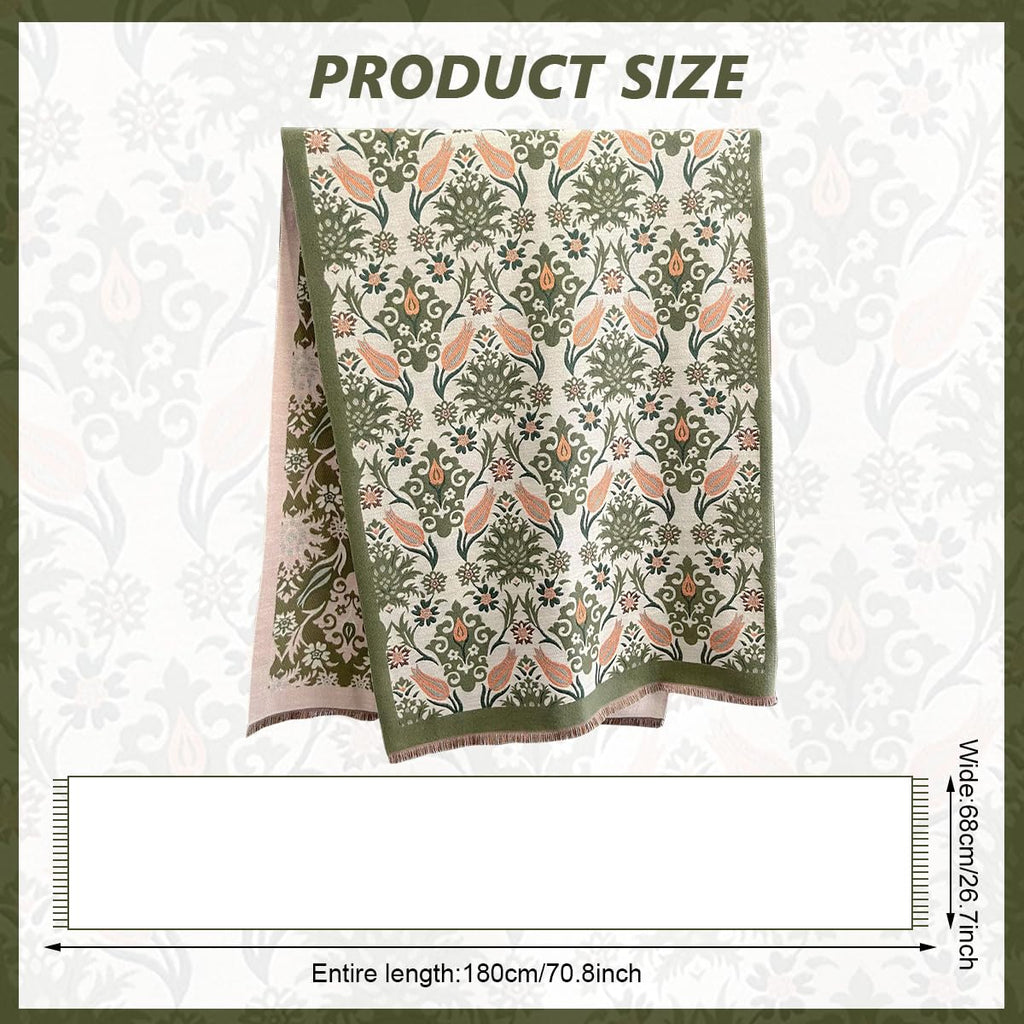 SANNIDHI Winter Shawl for Women, Imitation Cashmere Scarf, 65x185cm Green