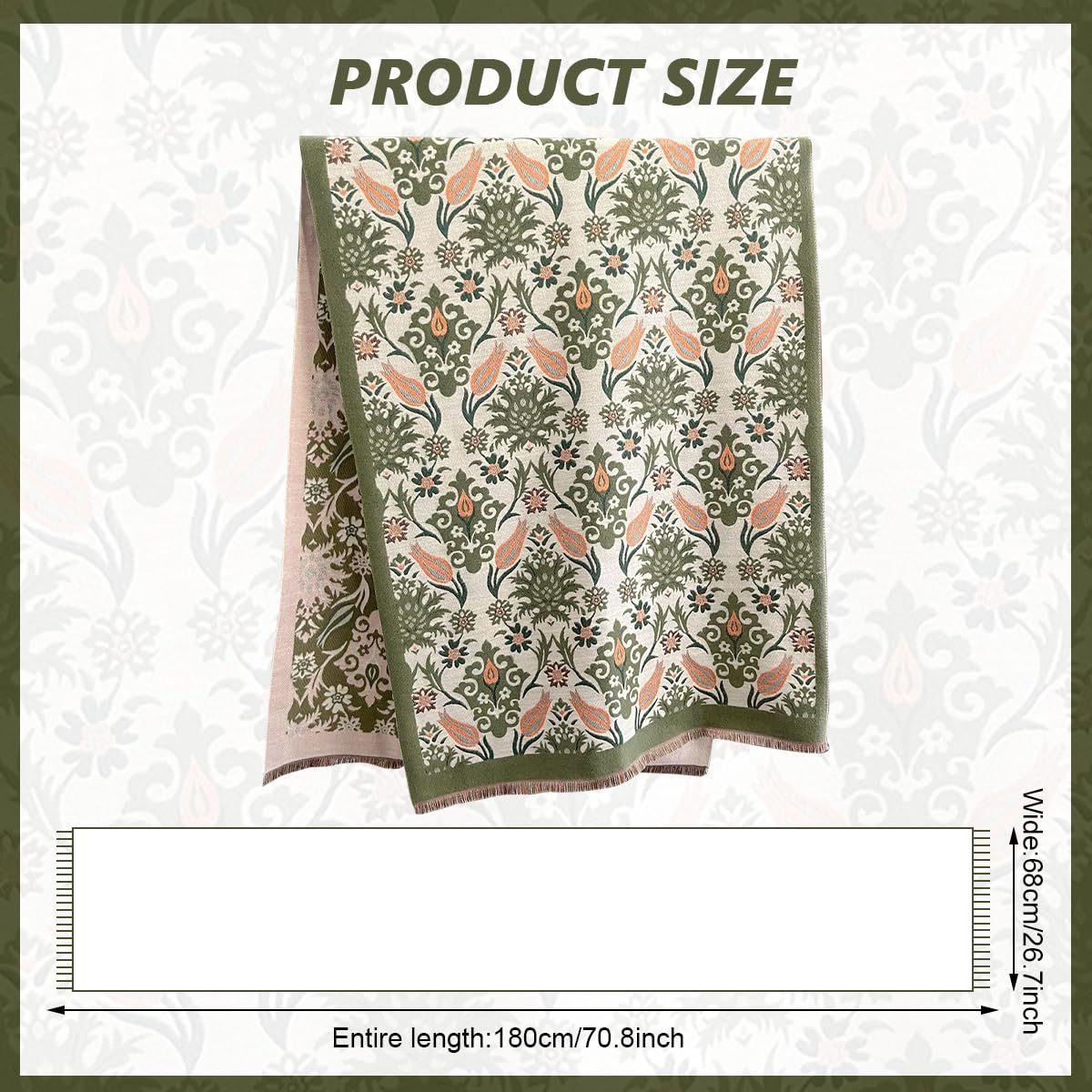 SANNIDHI Winter Shawl for Women, Imitation Cashmere Scarf, 65x185cm Green