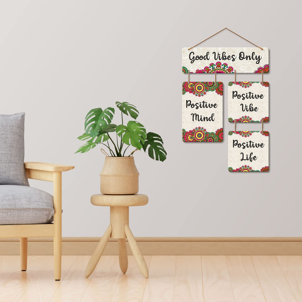 Artvibes Positive Vibes Positive Life Decorative Wall Hanging Ornaments | Quotes Decor Item | Wall Poster | Office Decor | Wall Art Print | Inspirational Quotes | Gift Items (WH_6510N)
