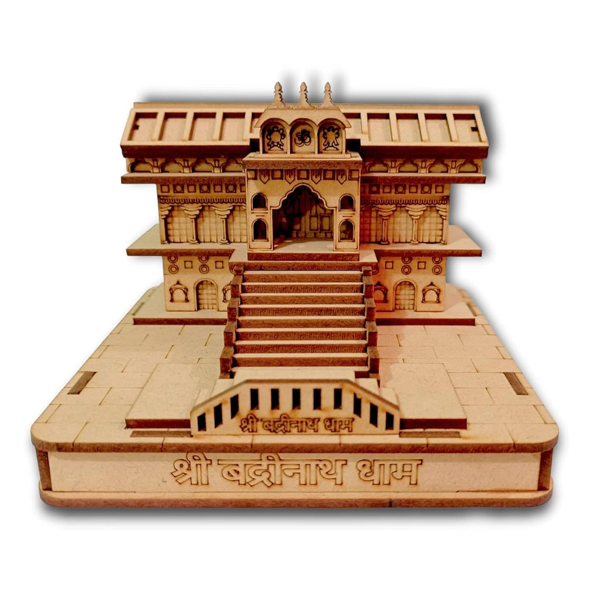 Amzgear Badrinath Temple in Wood | Wooden Shree Miniature 3D Handmade| Religious Decorative showpiece Decoration, Office and Gift (Badrinath)
