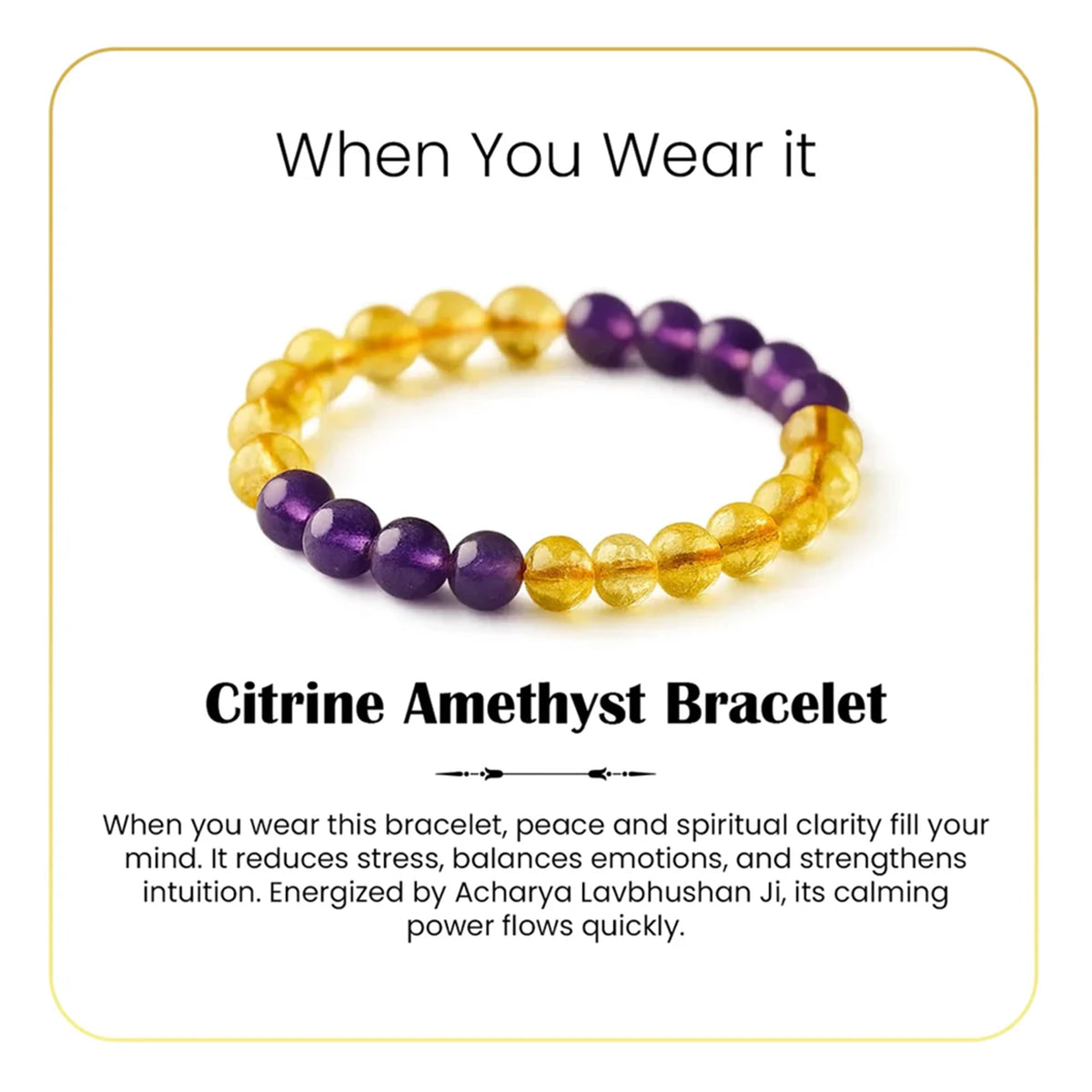 LIFE CHANGING ASTRO Natural Citrine Amethyst Bracelet for Men & Women | Certified 8mm–10mm Beads | Positivity, Spiritual Growth & Abundance | Mental Clarity, Intuition & Wealth Attraction | by Acharya Lavbhushan Ji