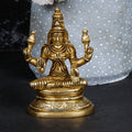ARTVARKO Brass Lakshmi Idol Laxmi Goddess Lakshmi Sitting on Lotus Statue for Home Puja Mandir Temple Height 3.5 Inch