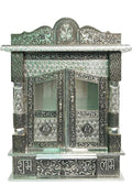 Suhanika Crafters Wooden Pooja Mandir for Home Medium Sagwan Wood Temple with Copper and Aluminum Accents Handcrafted Dev Ghar Mantapa for Home Office Prayer Room Traditional Decor Gift