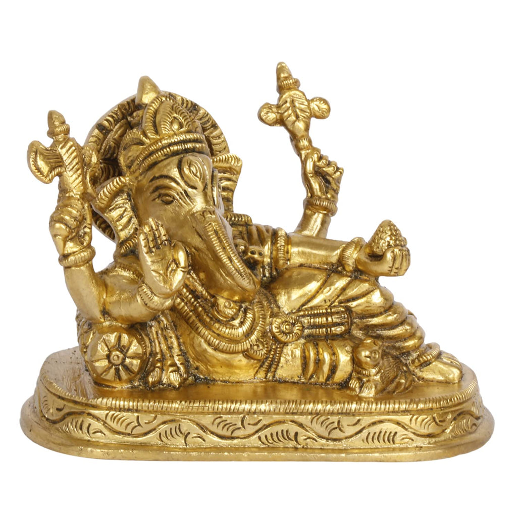 ARTVARKO Brass Ganesh Resting Statue Murti Blessing Ganesha Idol Vinayak Ganpati for Home Entrance Décor Temple Puja Gift.
