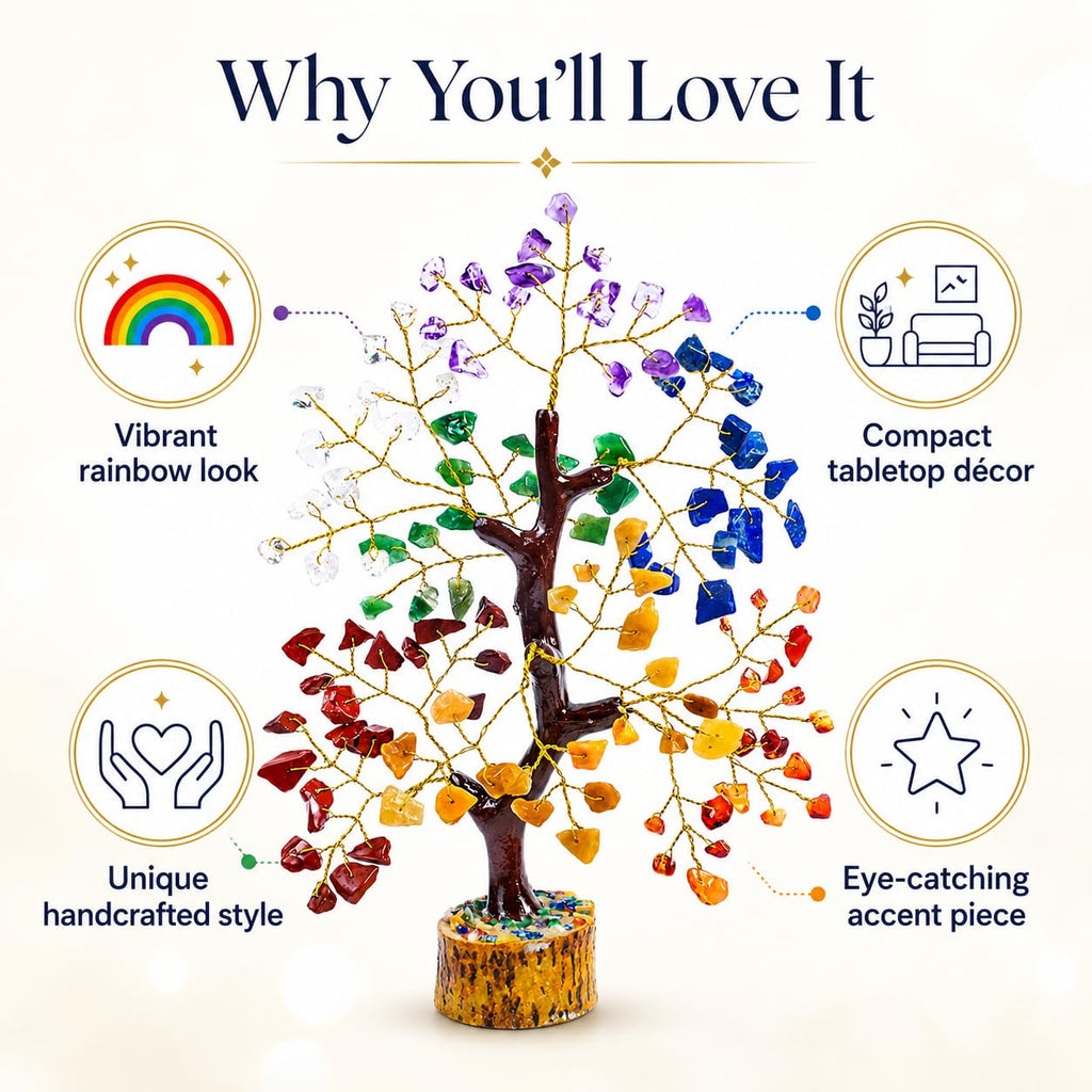 7 Chakra Crystal Bonsai, Tree of Life for Home Office Decor