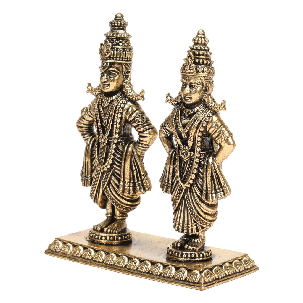 ARTVARKO Pure Brass Shri Vitthal Rukmani Murti Statue Idol for Home Office Temple Decor Gift Height 3 Inch