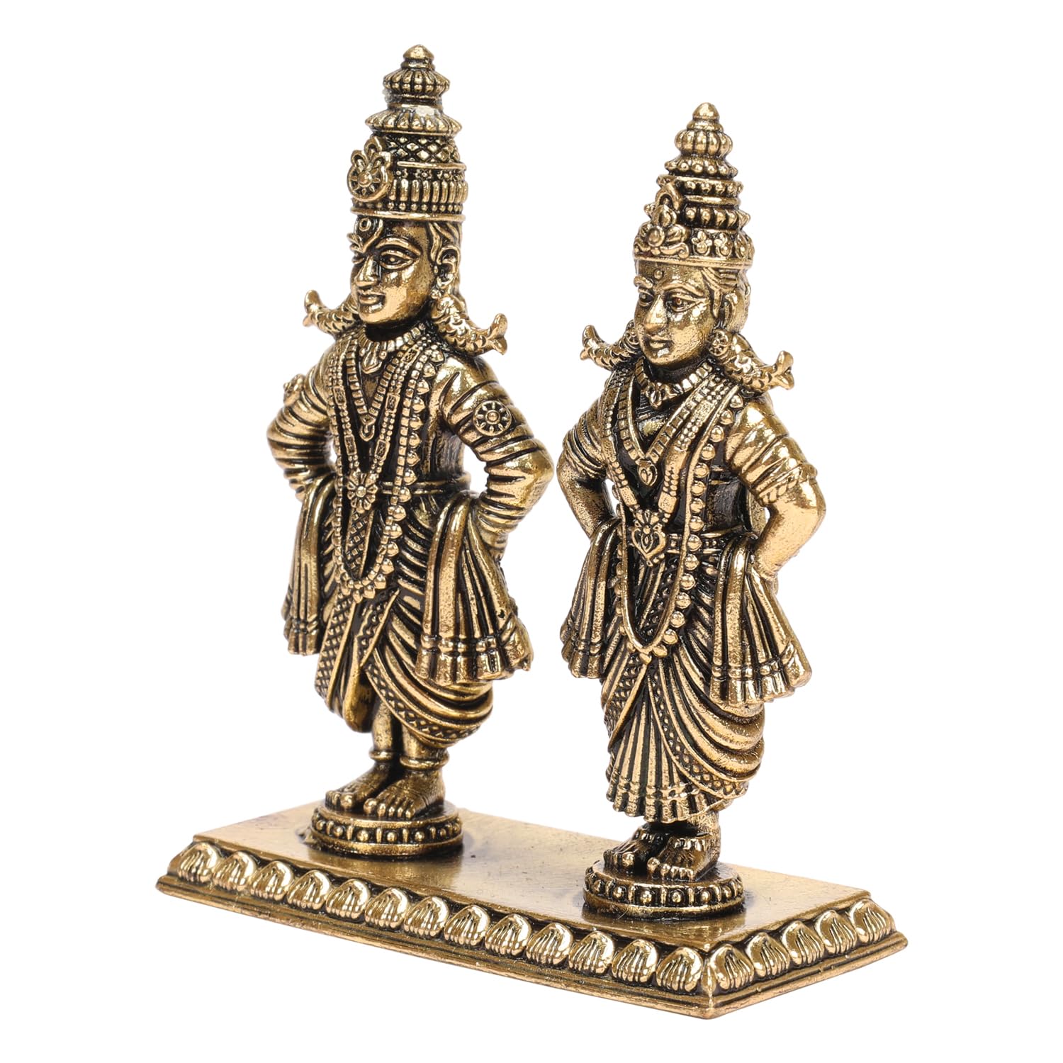 ARTVARKO Pure Brass Shri Vitthal Rukmani Murti Statue Idol for Home Office Temple Decor Gift Height 3 Inch