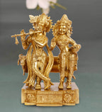 ARTVARKO Brass Radha Krishna with Cow Standing Playing Flute Statue for Home Mandir Pooja Krishan Ji Murti Temple Puja Office Home Décor Showpiece Gift 11.5 Inch.