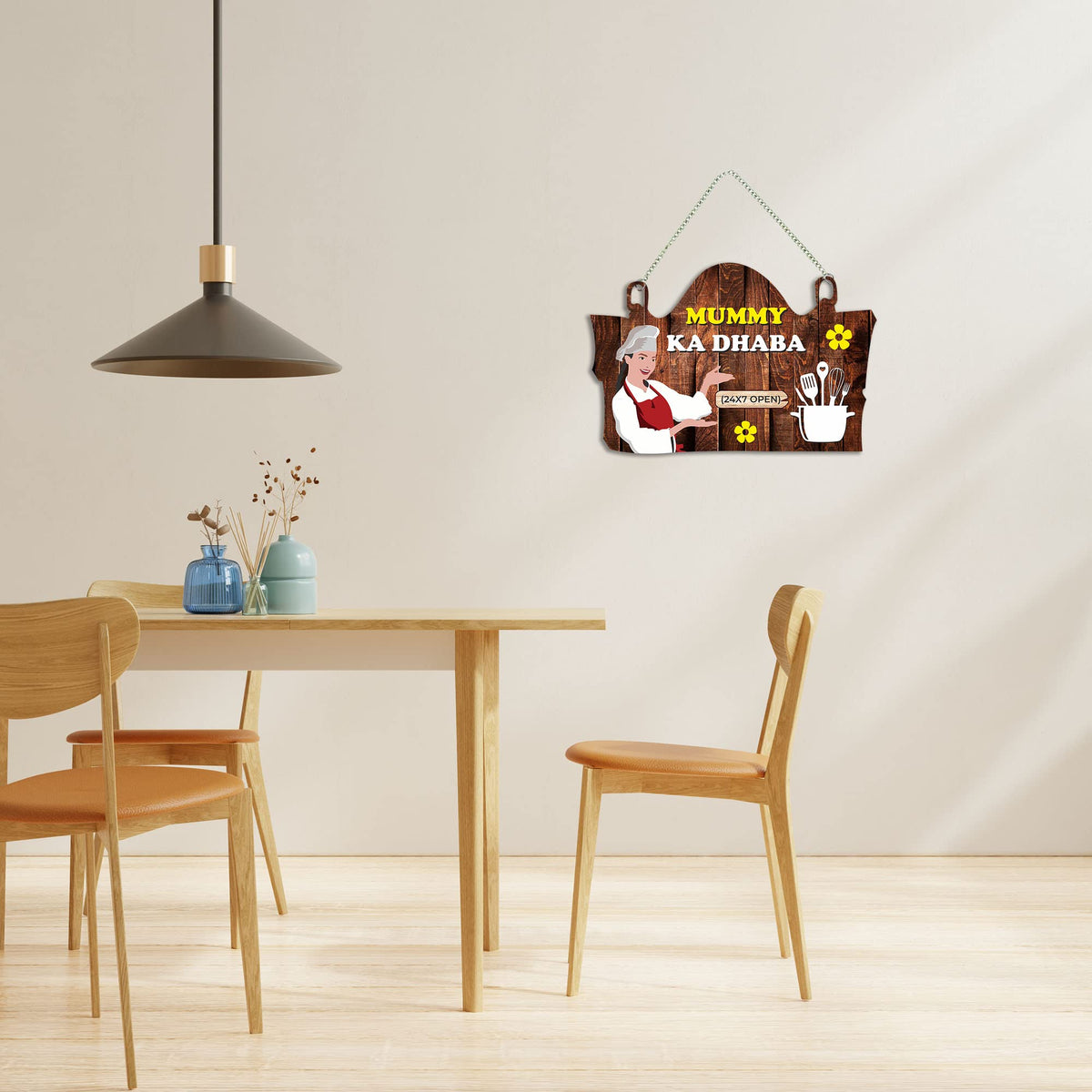 Artvibes Mummy Ka Dhaba Printed MDF Wooden Wall Art For Cafe | Kitchen | Restaurants | Quotes Decor Item | Kitchen Quotes Wall Hanging | Wall Sculpture | Signs & Plaques | Gift Items (WH_3711NNV)