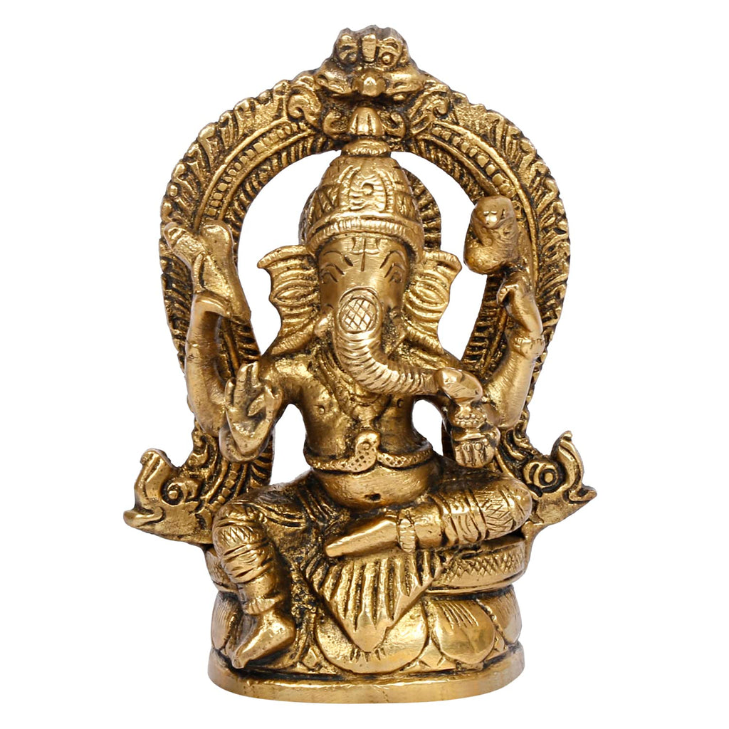 SVARUP Brass Ganesh Bhagwan Idol Ganesha Statue Ganpati Murti for Home Entrance Decor Diwali Puja Gift Height 4.5 Inch.