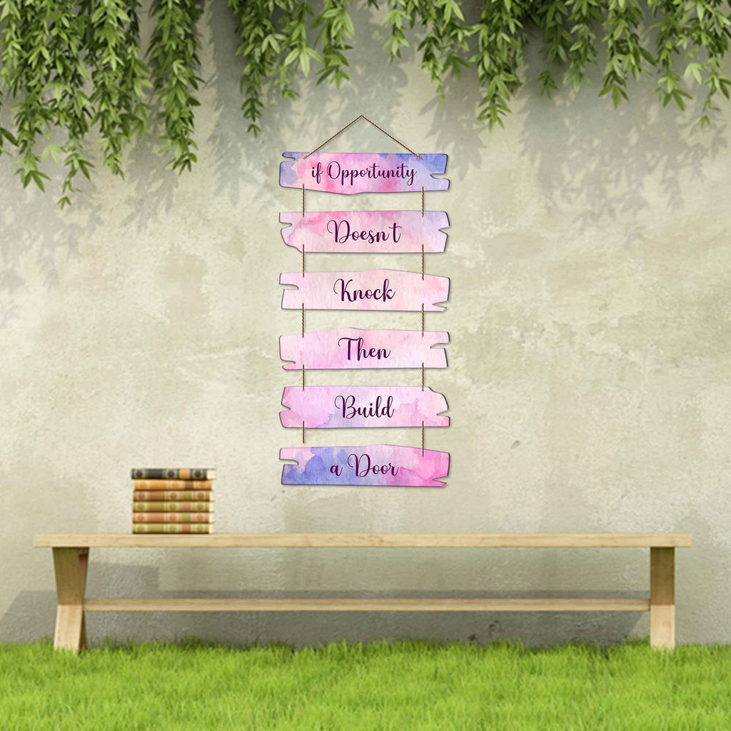 Artvibes If Opportunity Doesn't Knock MDF Wood Wall Hanger Ornaments | Quotes Decor Item | Motivational Wall Decor | Wall Poster | Graphic Art | Gift Items | Office Wall Decoration Items (WH_3228NN)