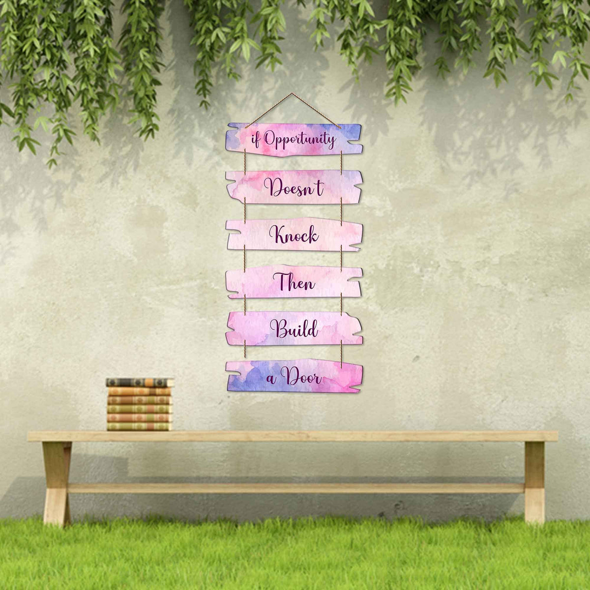 Artvibes If Opportunity Doesn't Knock MDF Wood Wall Hanger Ornaments | Quotes Decor Item | Motivational Wall Decor | Wall Poster | Graphic Art | Gift Items | Office Wall Decoration Items (WH_3228NN)