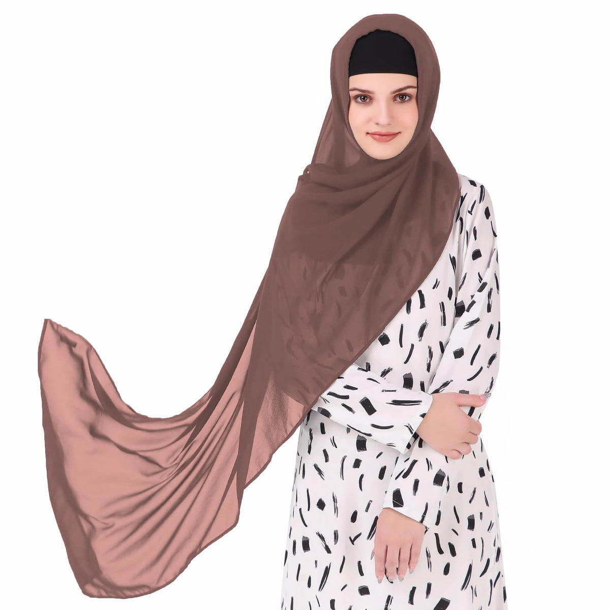 MyBatua Long Hijab in Breathable Soft Georgette large Head Wrap, Wholesale Price, 1pc Scarf HJ-020 (50x180 cm, Rose Taupe)