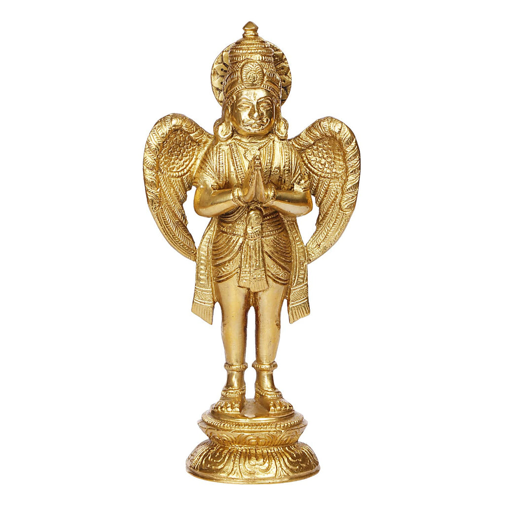 ARTVARKO Brass Garuda Idol Statue Vishnu's Vehicle Eagle Bird Murti for Home Decor Vaastu Feng Shui Vastu Lucky Charm Marriage Gift Height 8 Inch
