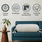 SAJAVAT HOME 100% Cotton Waffle Bolster Cover Pack of 2 | Textured Decorative Bolster Pillow Covers for Sofa, Bed & Couch | Soft Breathable All-Season Cylindrical Cushion Covers | White