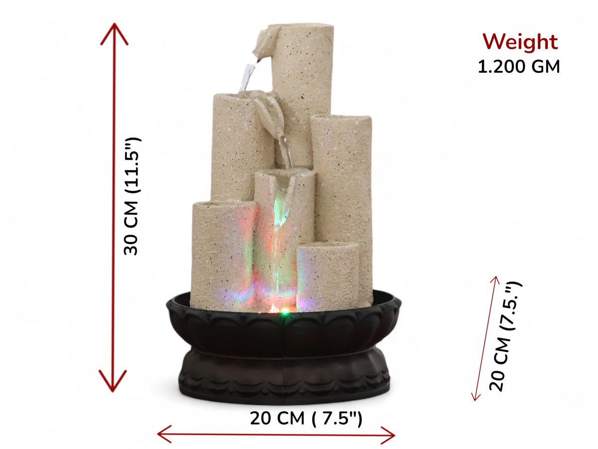 KridayKraft Decorative Waterfall Design Table top Colour Changing Lights Fountain Polyresin Showpiece for Home Garden Living Room Decor Decoration Gift Items, 30 CM 1.2 kg