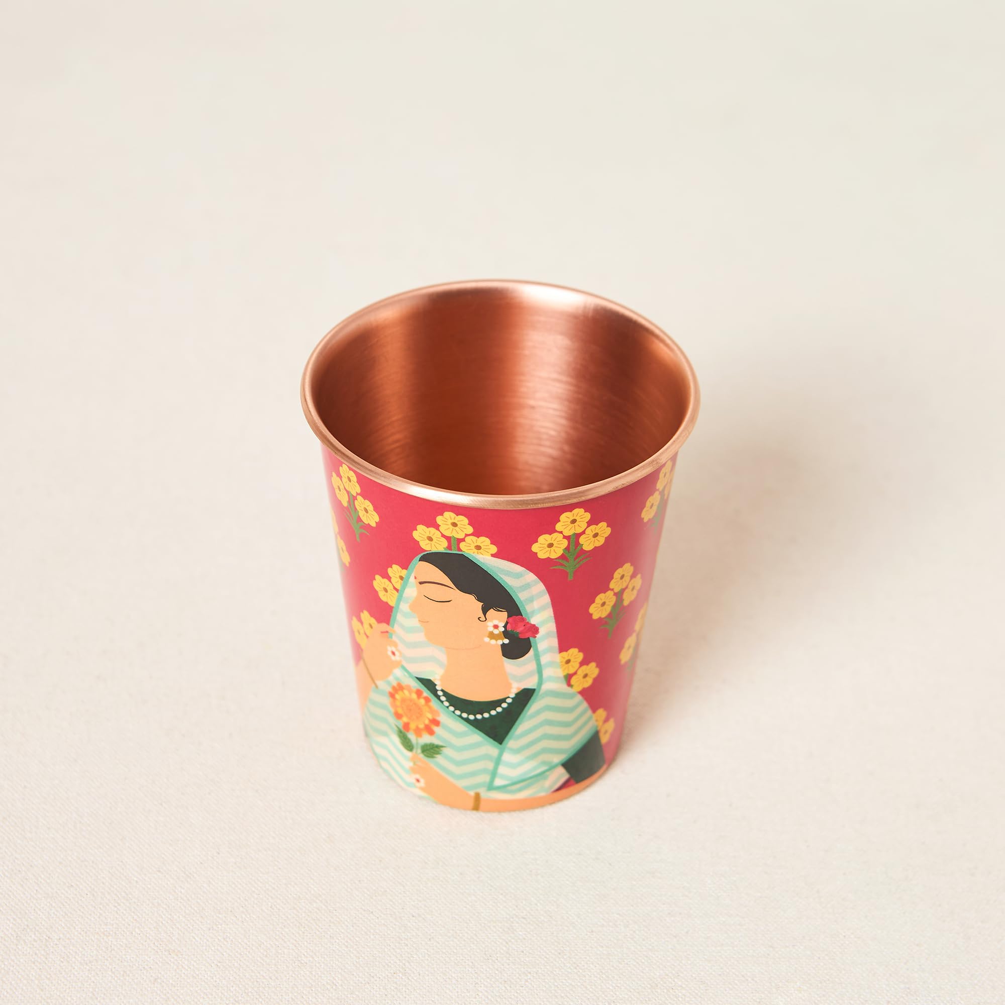 Chumbak Rani Copper Tumbler, 250 ml Red Palace Memoirs Collection, Copper Brass Tumbler for Water Drinks Ayurveda, Handcrafted Festive Gift & Home Décor