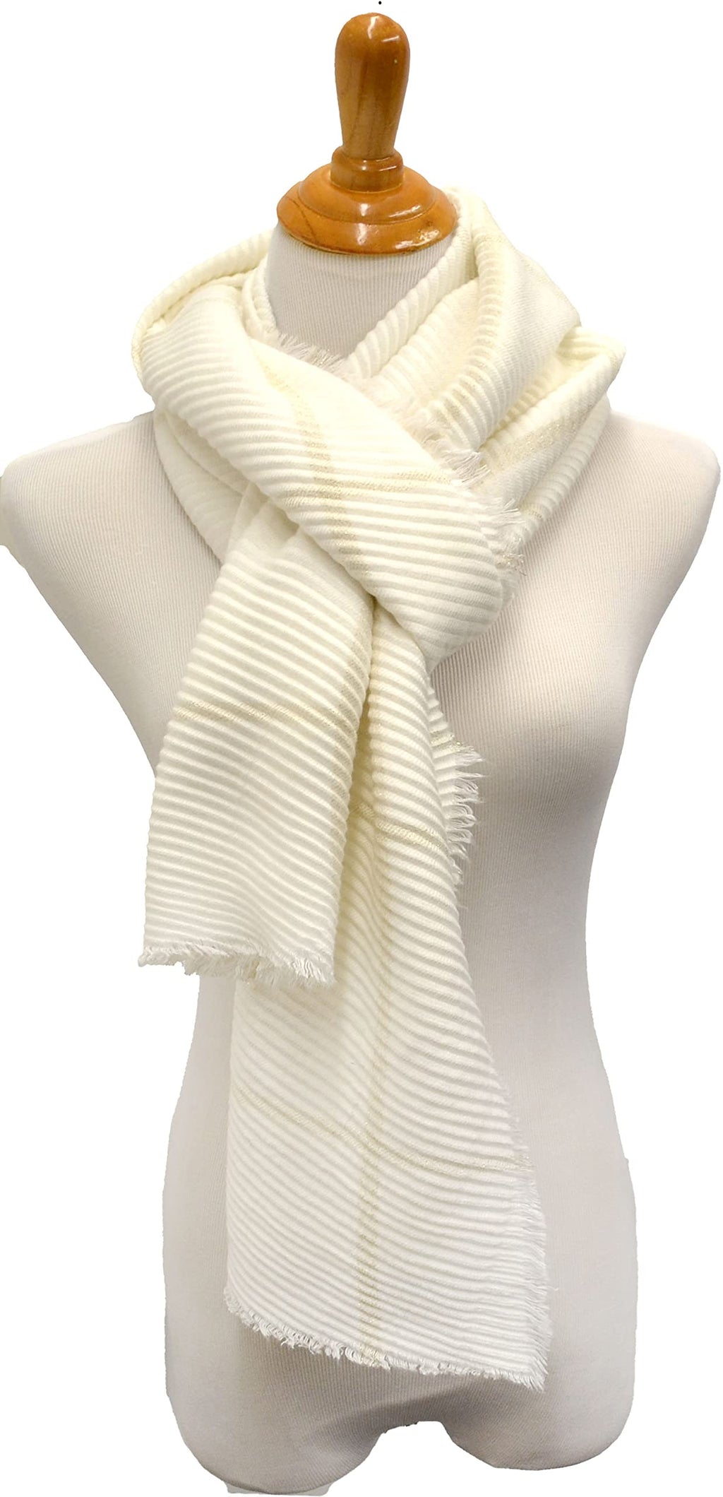 Save On Products Designer Club Windowpane Pleated Super-Soft Scarf & Wrap Ivory, Ivory, One Size