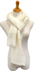 Save On Products Designer Club Windowpane Pleated Super-Soft Scarf & Wrap Ivory, Ivory, One Size