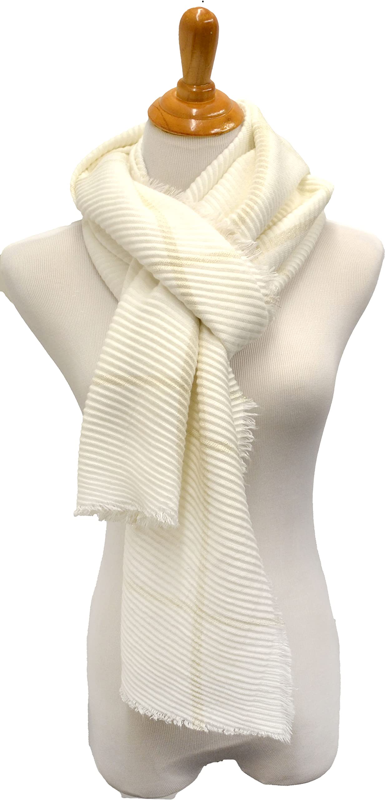 Save On Products Designer Club Windowpane Pleated Super-Soft Scarf & Wrap Ivory, Ivory, One Size