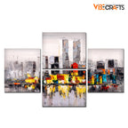 VIBECRAFTS New York City Skyline 4 Pieces Canvas Wall Painting Fitted With Wooden Frame For Home | Office | Living Room | Gifts (PTVC4Pcs4_16503)
