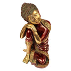 ARTVARKO Big Brass Resting Buddha Statue Nepal India Decor Thinking Buddha Idol Tibetan Metal Sculpture Diwali Decor Gift
