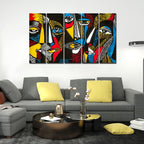 VIBECRAFTS Colorful Abstract Faces 5 Pieces Premium Wall Painting For Home|Office|Living Room|Gift (PTVC5Pcs4_8501)