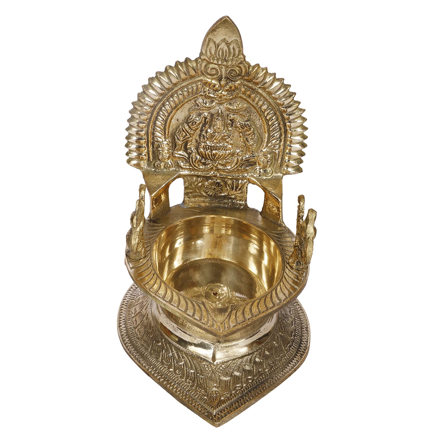 ARTVARKO™ Big Brass Gajlakshmi Gaj Lakshmi Oil Diya Laxmi Deepam for Home Decor Pooja Decorative Deepak Diwali Puja Wedding Gift Mandir Temple 7 Inch