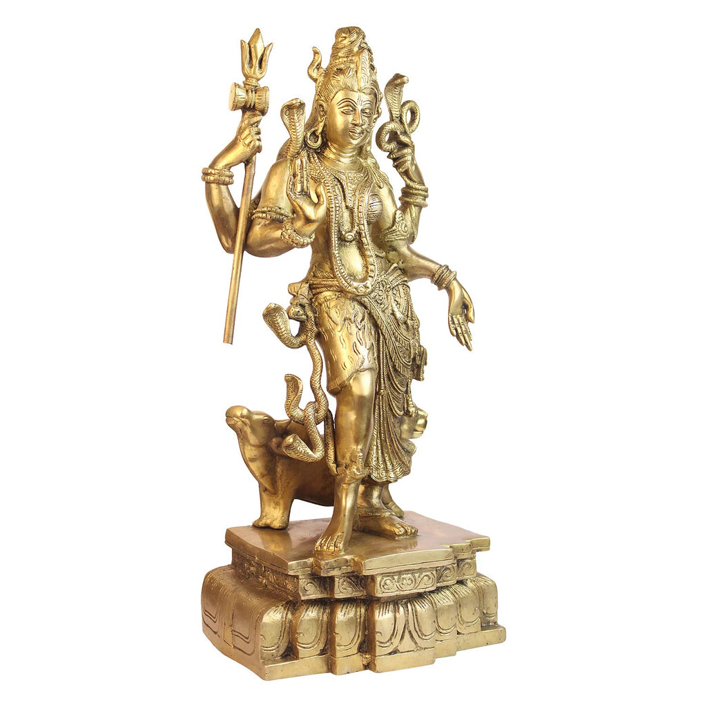 ARTVARKO Brass Big Size Ardhanarishvara Ardhnarishwar (Half Shiva & Parvati) | Ardhnari | Shiv Parvati Double Avatar | Shiv Parvati Idol 18 Inches
