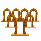 Satvaikya Decorative Temple Arch Set for Pooja & Sapta Shanivarala Vratam | 7 Premium MDF Mandir Arches for Festival Decoration, Golu Display & Home Temple Décor | Golden South Indian Temple Design