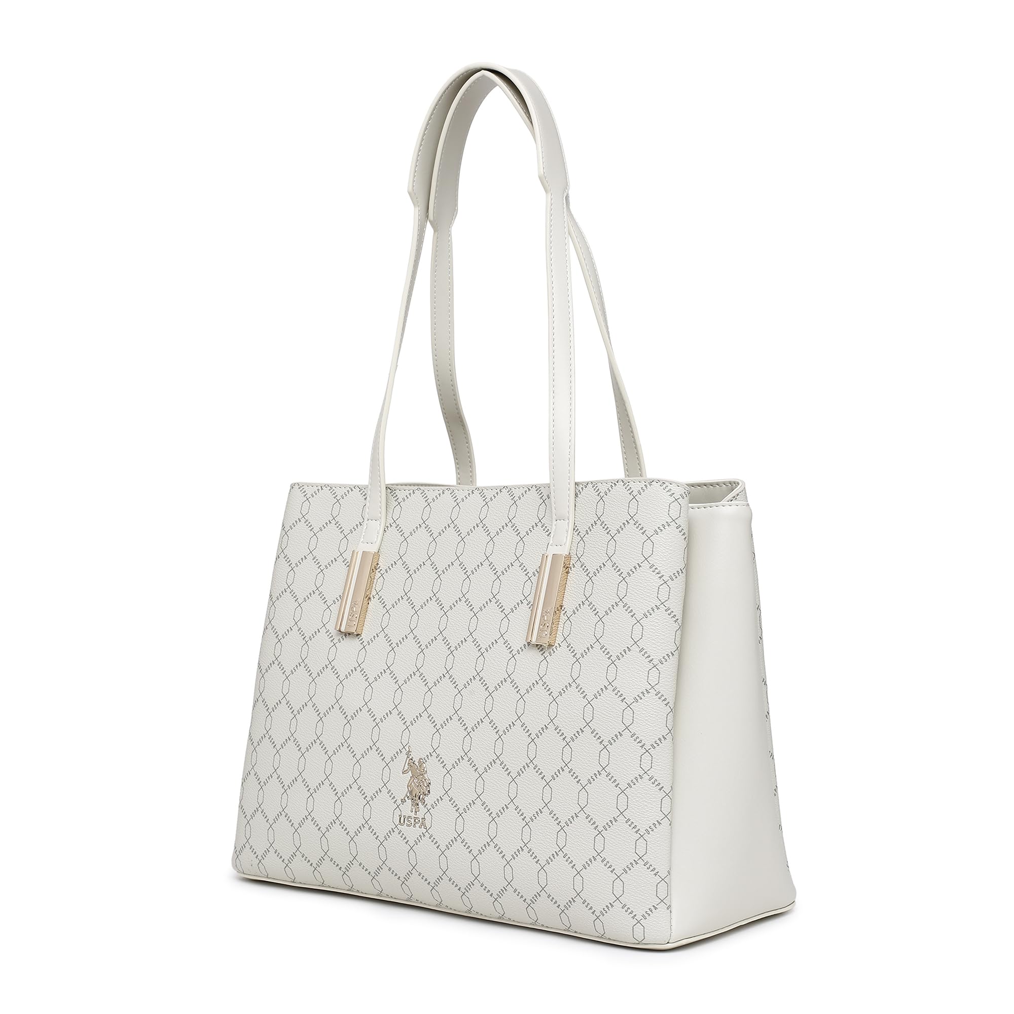 Cia Off White Tote Handbag With Monogram Detail Fits Upto 15 Laptop