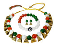 JFL - Jewellery for Less Tri Color Necklace set with Bracelet Handmade Independence Day/Republic Day in Orange, White & Green Women & Girls