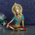 ARTVARKO Lord Indra Dev Brass with Inlay Mahavastu Rain God, Inder Dev, Vastu Remedy FengShui, Figurine Religious Showpiece for Temple, Office Table and Home Décor 7 Inch
