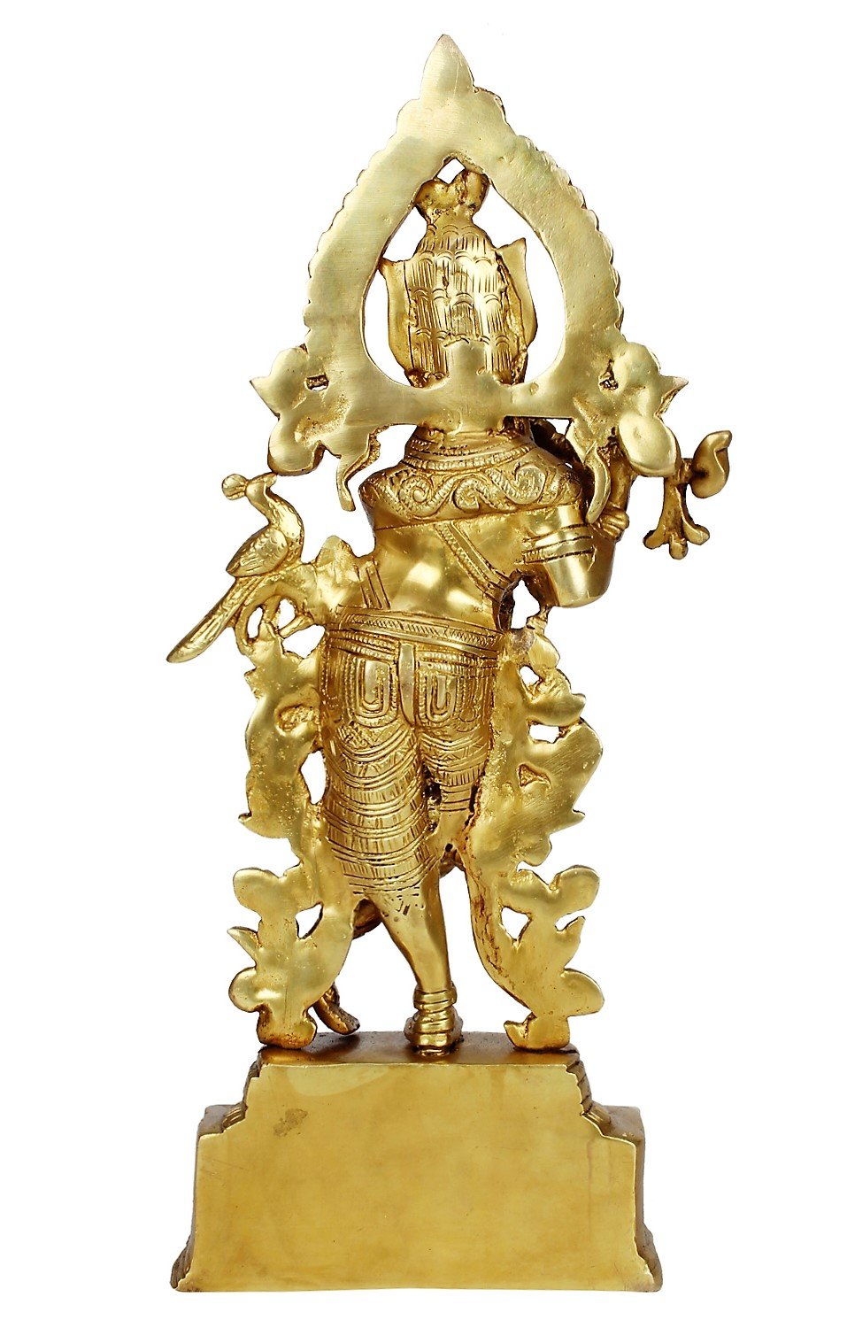 ARTVARKO Brass Murti Lord Krishna Idol God of Love Playing Flute for Home Décor Living Room Metal Statue Temple Gift Item Gold Polish Height 13.7 Inch