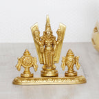 ARTVARKO Brass Tirupati Balaji Statue with Shanku Chakra Sri Venkateshwara Idol Venkateshwar Figurine for Home Office Gold Color 4 Inch.