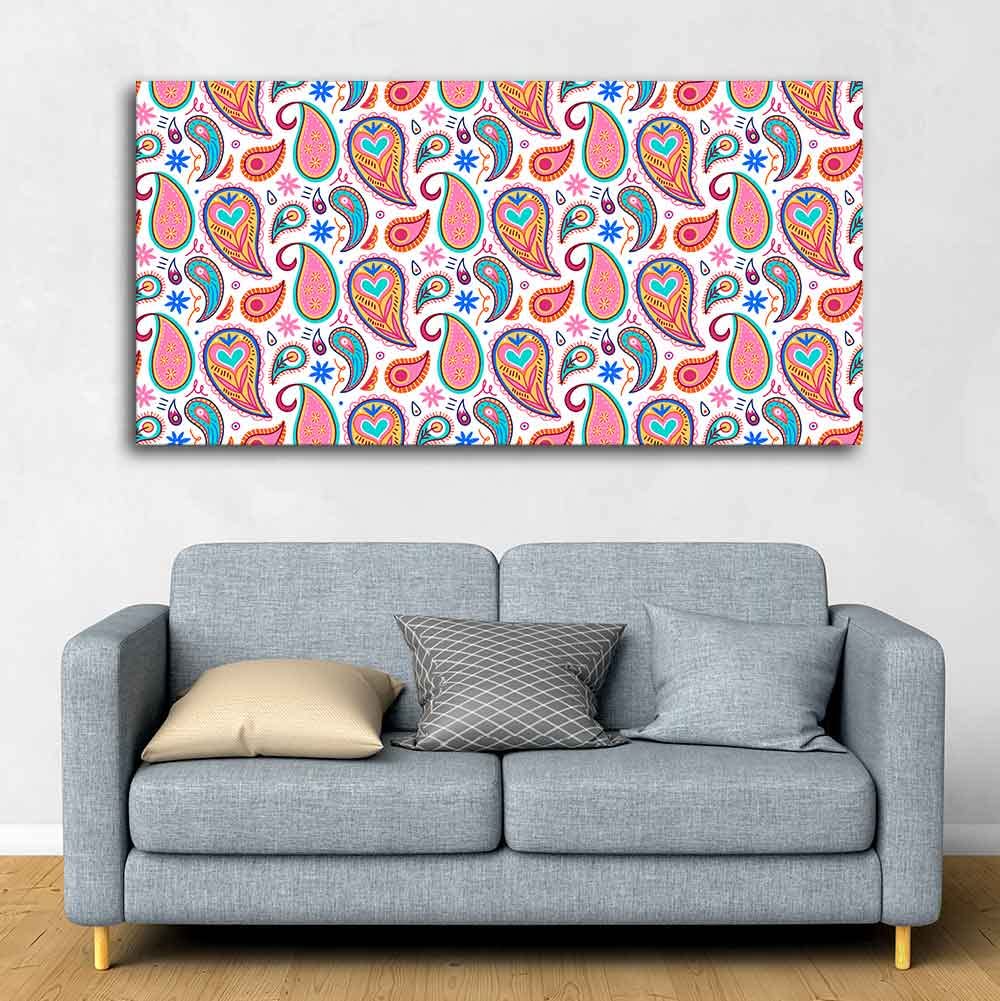 VIBECRAFTS Canvas Paintings for Living Room Drawing Room Decorative Paisley Canvas Wall Painting Fitted With Wooden Frame for Home | Office | Gift (PTVCH_2411)