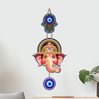 Artvibes Shree Ganesha Nazar Raksha Wall Hanging for Home Entrance | Evil Eye Protection Decor for Living Room Bedroom Office Temple | Positive Energy Spiritual MDF Decorative Gift Item (WH_8563N)